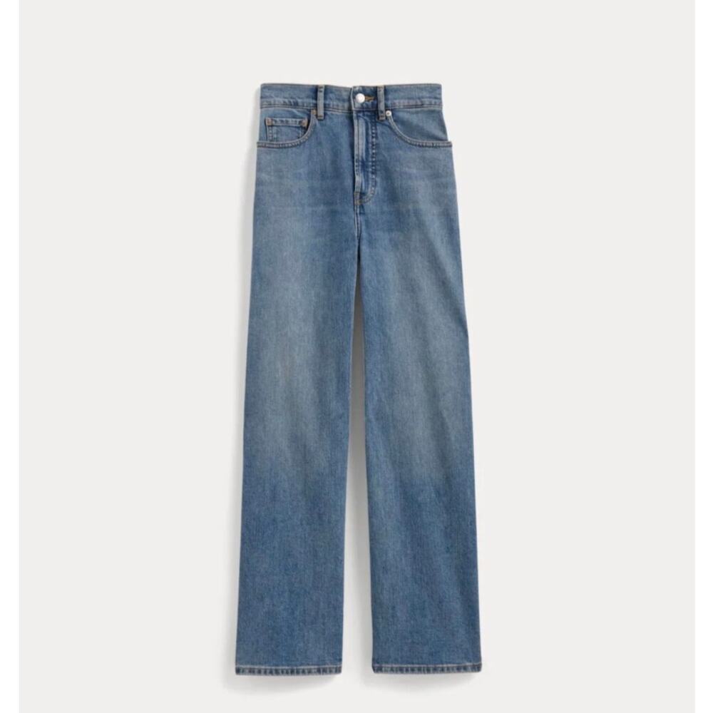 Everlane The Way-High Sailor Jean Vintage Blue Wide Leg High Rise Denim 26Short - Picture 3 of 11